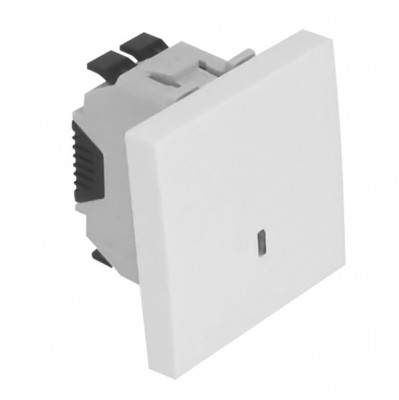 Двухполюсный выключатель Efapel QUADRO 45, одноклавишный, с индикацией, 10А, 45х45 мм (ВхШ), цвет: белый, 2 модуля (45023 SBR)