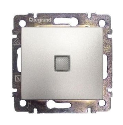 Переключатель Legrand Celiane, двухклавишный, с подсветкой, 10АX, 58х51 мм (ВхШ), цвет: алюминий, на 2 направления (LEG.770126)