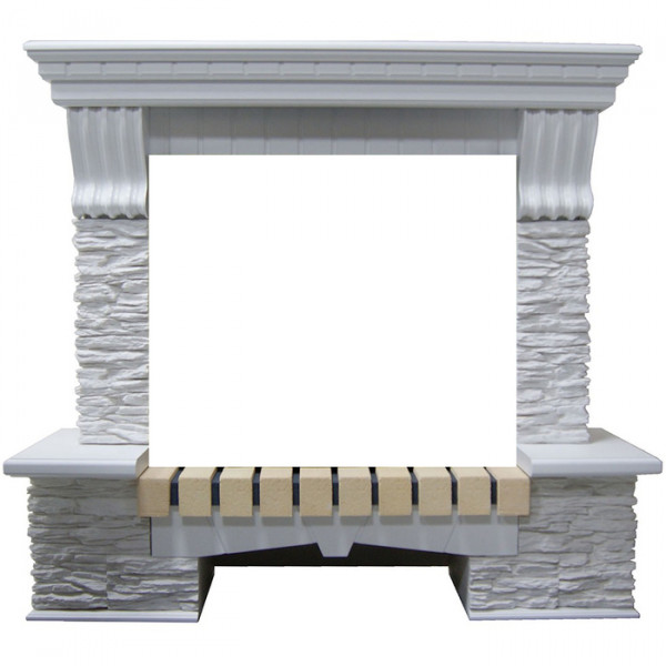 Широкий портал InterFlame Экстер Сланец Под очаг Panoramic 25-30 LED цвет (бежевый с патиной)