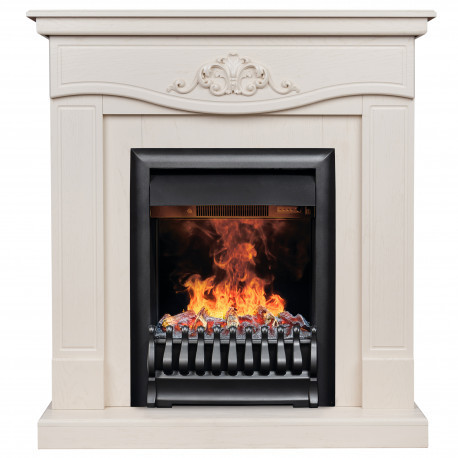 Электрокамин с классическим очагом 3D Real-Flame Junona STD/EUG WT с очагом 3D Oregan