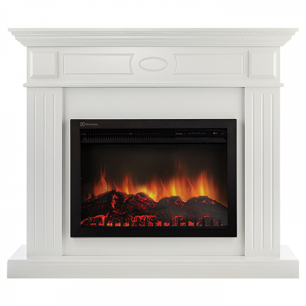 Электрокамин с широким очагом 2D Electrolux EFP/P-2720RLS с порталом Firelight Bianco 25 белый