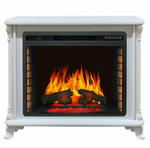 Электрокамин с широким очагом 2D Glenrich Версаль Vision 28 Мрамор белый