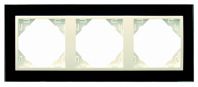 Рамка Efapel Logus90, 3 поста, плоская, универсальная, цвет: чёрный/лёд, линейка "Стекло" (90930 TEG)