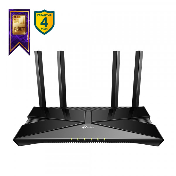 Маршрутизатор TP-Link, портов: 5, LAN: 4, WAN: 1, скорость мб/с: 2 976, антенн: 4, USB: Нет, 41,6х260,2х135 мм (ВхШхГ), цвет: чёрный, Archer AX53