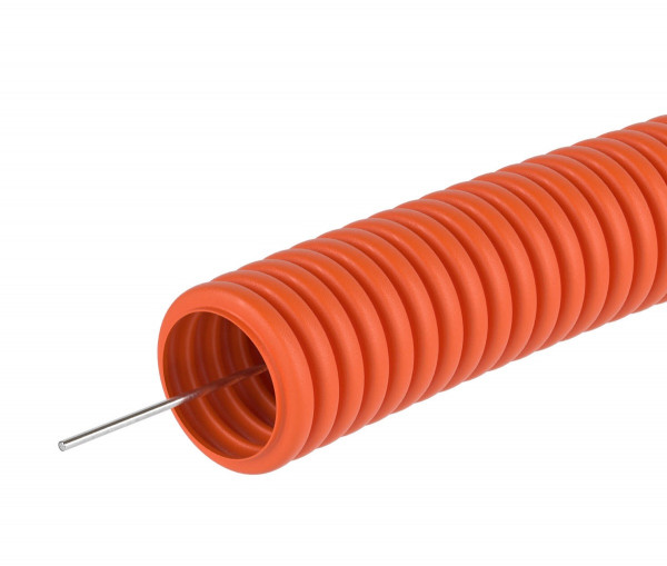 Гофрированная труба DKC Octopus, ПНД, тяжелая, D25 мм, с зондом, цвет оранжевый, бухта, 50 м