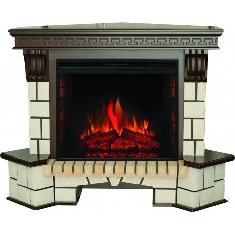 Электрокамин с широким очагом 2D Real-Flame Stone Corner 26 с очагом Epsilon 26 S IR