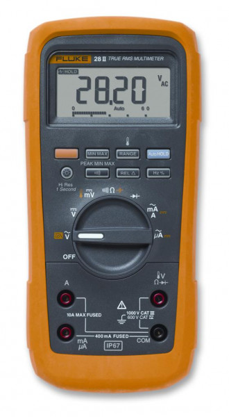 Мультиметр FLUKE, кабельный, с дисплеем, питание: батарейки, корпус: пластик, водонепроницаемый, со встроенным термометром, (3947820)