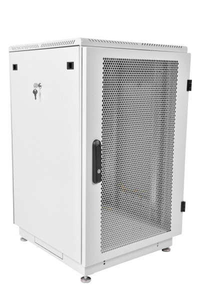 Шкаф серверный напольный ЦМО ШТК-М, IP20, 27U, 1360х600х1000 мм (ВхШхГ), дверь: перфорация, задняя дверь: металлическая стенка, боковая панель: сплошная съемная, цвет: серый, (ШТК-М-27.6.10-4ААА)