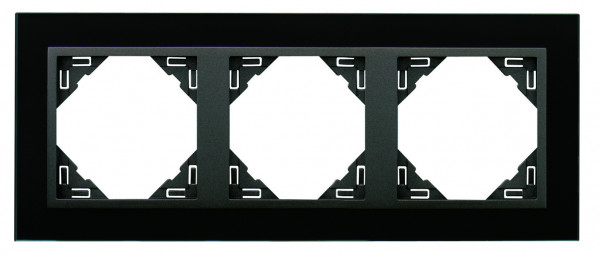 Рамка Efapel Logus90, 3 поста, плоская, универсальная, цвет: чёрный/серый, линейка "Стекло" (90930 TES)