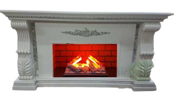 Электрокамин с широким очагом 3D Glenrich Сенатор Hota 3D Мрамор белый