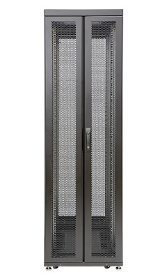 Шкаф серверный напольный Eurolan Rackcenter D9000, 48U, 2320х600х1000 мм (ВхШхГ), дверь: двойная распашная, перфорация, задняя дверь: двойная распашная, перфорация, сварной, цвет: чёрный, (60F-48-6A-97BL)