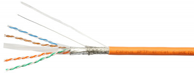 Кабель витая пара Cabeus, SF/UTP, 4 пар., кат. 6, проводник Ø 0,57мм, AWG23, LSZH (нг(A)-HF), 100МГц, 1м (бухта 305м), тип прокладки: внутри зданий, цвет: оранжевый