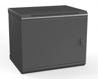 Шкаф телекоммуникационный настенный Hyperline TWL, 19", 6U, 367х600х450 мм (ВхШхГ), дверь: металл, боковая панель: сплошная несъемная, разборный, цвет: чёрный
