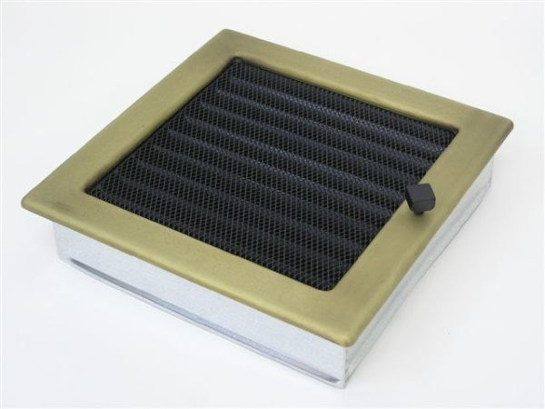 Вентиляционная решетка для камина Kratki 22х22 гальваника под золото с жалюзи 22ZGX