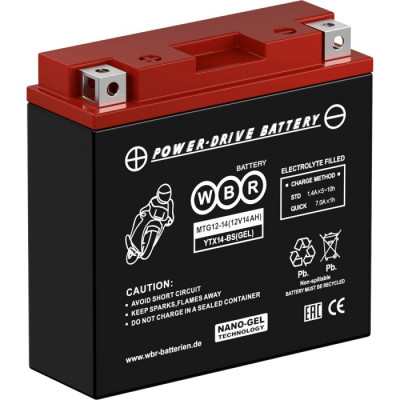 Аккумулятор для ИБП WBR MTG, 146х71х151 мм (ВхШхГ),  необслуживаемый свинцово-кислотный,  12V/14 Ач, (MTG 12-14)