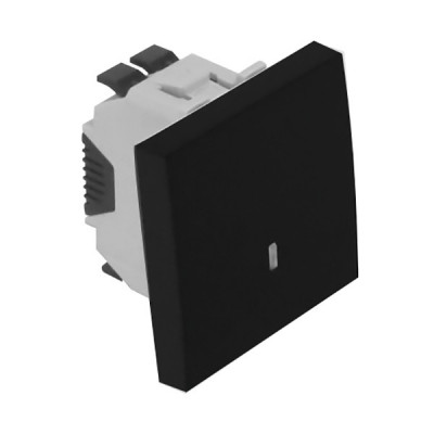 Проходной выключатель Efapel QUADRO 45, одноклавишный, с индикацией, 10А, 45х45 мм (ВхШ), цвет: чёрный матовый, 2 модуля (45073 SPM)