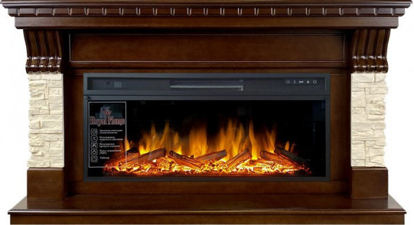Линейный электрокамин Royal Flame Denver (тем. дуб) с очагом Vision 42 LOG LED