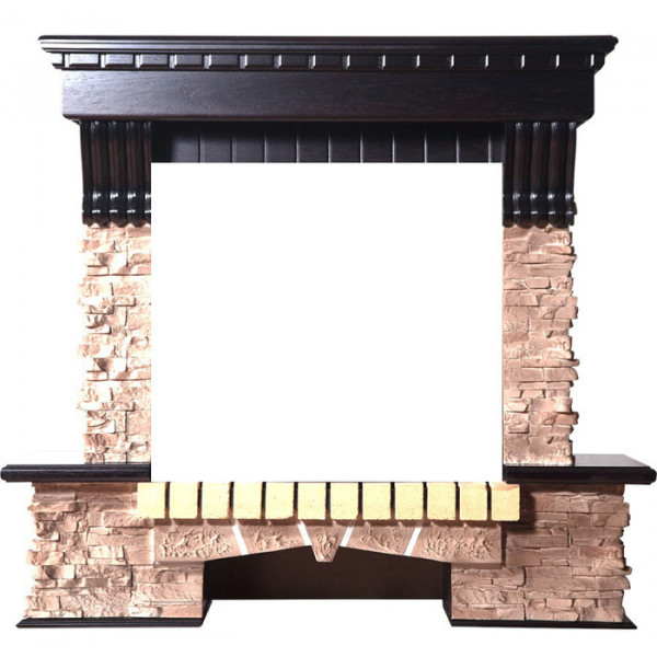 Широкий портал InterFlame Экстер прованс под очаг Panoramic 25 FX (бежевый с патиной)