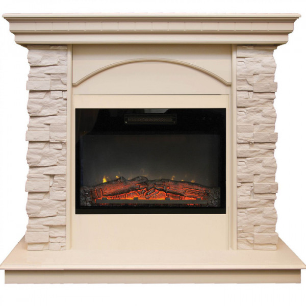 Электрокамин с широким очагом 2D Real-Flame Elford STD/EUG/25'5/HL/24 WT с очагом Kendal 24