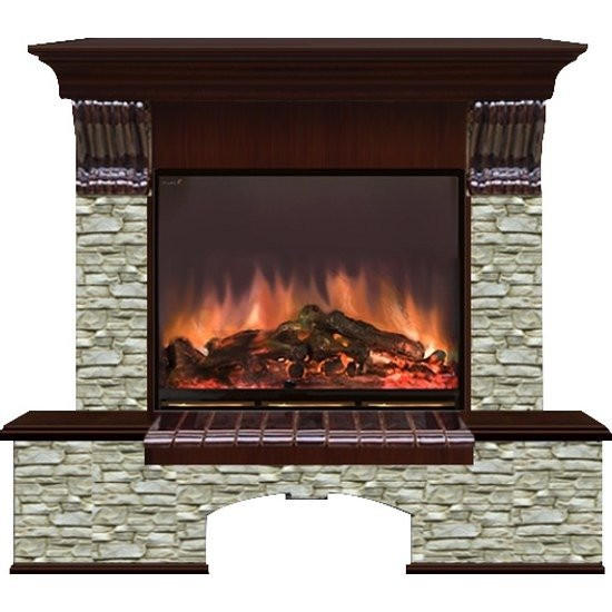 Электрокамин с широким очагом 2D Glenrich Бостон (Arte 23) камень-Грот однотонный/цвет-Дуб 46