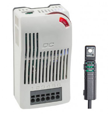 Гигростат STEGO DCF 010, 93х53х44 мм (ВхШхГ), на DIN-рейку, для нагревателя, 48V, серый, с модулем коммутации, от -30 до +60 °C