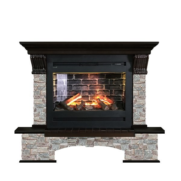 Электрокамин с широким очагом 3D Glenrich Бостон Rumba 3D камень-Грот цветной/цвет-Венге