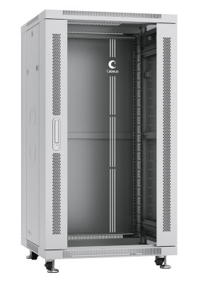 Шкаф телекоммуникационный напольный Cabeus, IP20, 22U, 1166х600х1000 мм (ВхШхГ), дверь: стекло, задняя дверь: металл, разборный, цвет: серый, (SH-05C-22U60/100)