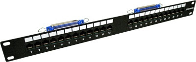 Коммутационная патч-панель телефонная TWT, 19", 1HU, портов: 24 х RJ45, неэкр., порты в 1 ряд, цвет: чёрный, контакты 45, (TWT-PP24TLC-45)