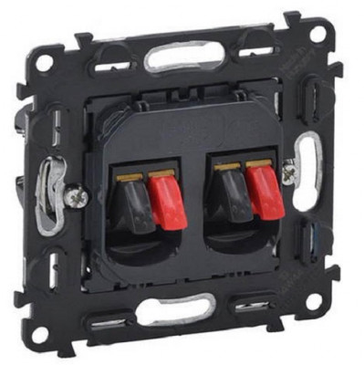 Розетка акустическая Legrand Valena Life/Allure, 2x 4 мм2 клеммы, экр., внешняя, 51х58 мм (ВхШ), цвет: чёрный, (LEG.753078)