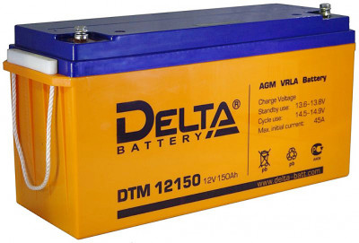 Аккумулятор для ИБП Delta Battery DTM L, 240х170х482 мм (ВхШхГ),  Необслуживаемый свинцово-кислотный,  12V/150 Ач, цвет: оранжевый, (DTM 12150 L)