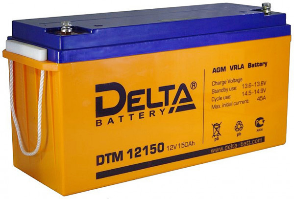 Аккумулятор для ИБП Delta Battery DTM L, 240х170х482 мм (ВхШхГ),  Необслуживаемый свинцово-кислотный,  12V/150 Ач, цвет: оранжевый, (DTM 12150 L)