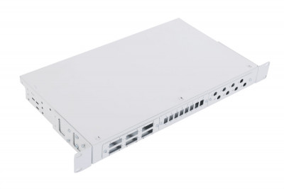 Бокс оптический ЦМО БОН, портов: 24, ST, SC, SC duplex, до 48 хОВ, 1U, 45х483х237 мм (ВхШхГ), цвет: серый, со сплайс-кассетой и комплектом вставок, (БОН-М2-1-19-ОГ)