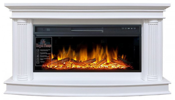 Линейный электрокамин Royal Flame Rome (белый) с очагом Vision 42 LOG LED