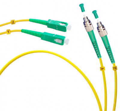 Коммутационный шнур оптический Cabeus Tight Buffer, Duplex FC/SC (APC), OS2 9/125, LSZH, Ø 3мм, 20м, цвет: жёлтый, (FOP(d)-9-FC/APC-SC/APC-20m)
