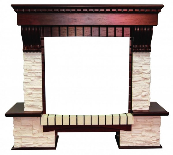 Широкий портал InterFlame Экстер Сланец бежевый под Panoramic 25 FX (тёмный дуб)