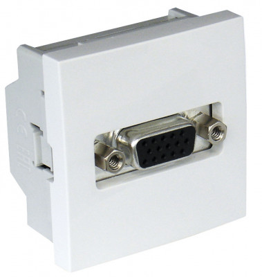 Розетка аудио/видео Efapel QUADRO 45, HD15, без подсветки, 2 модуля, цвет: белый матовый, винтовое подключение (45430 SBM)