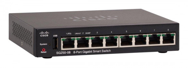 Коммутатор Cisco, SG250-08-K9-EU