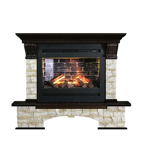 Электрокамин с широким очагом 3D Glenrich Бостон Rumba 3D камень-Алтай/цвет-Венге