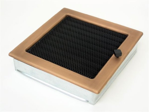 Вентиляционная решетка для камина Kratki 22х22 гальваника под медь с жалюзи 22MGX