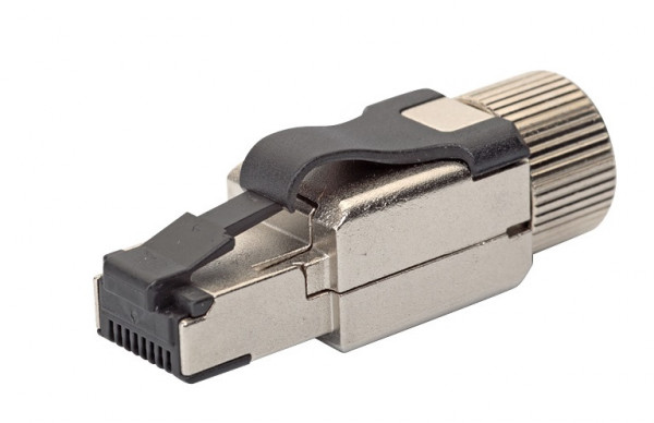 Разъём Eurolan, RJ45, кат. 8, экр., накручивающийся, для полевой установки, цвет: серебристый