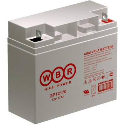 Аккумулятор для ИБП WBR GP, 167х76х181 мм (ВхШхГ),  необслуживаемый свинцово-кислотный,  12V/17 Ач, (GP12170 WBR)