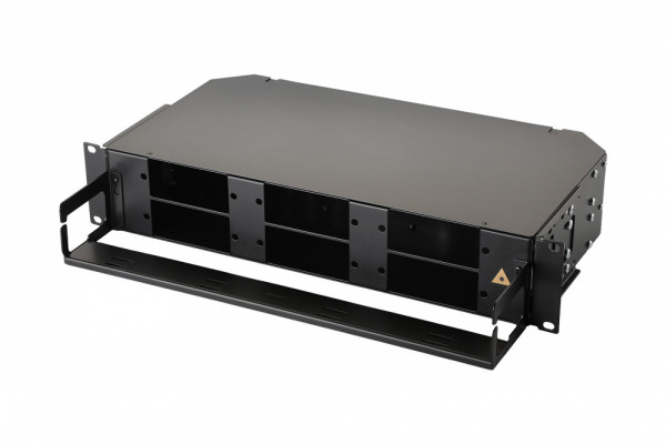 Коммутационная панель ВО Eurolan Q-SLOT, 2HU,  универсальный  невыдвижная, прямая, орг-йзер: предустановлен, цвет: чёрный, 6 слотов