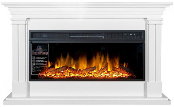 Линейный электрокамин Royal Flame Lyon (белый) с очагом Vision 42 LOG LED