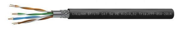 Кабель симметричный (витая пара), одиночной прокладки СПЕЦЛАН SF/UTP Cat 5e PE 1х2х0,52