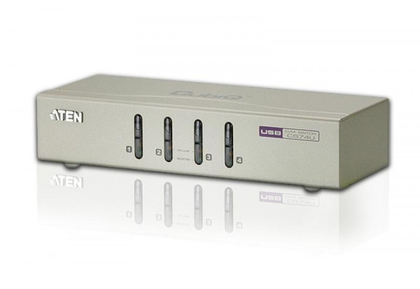 Переключатель KVM Aten, портов: 4 х USB, 44х765х200 мм (ВхШхГ), цвет: металл