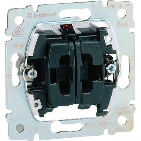 Переключатель Legrand Galea Life, двухклавишный, 10АX, цвет: серый (775808)