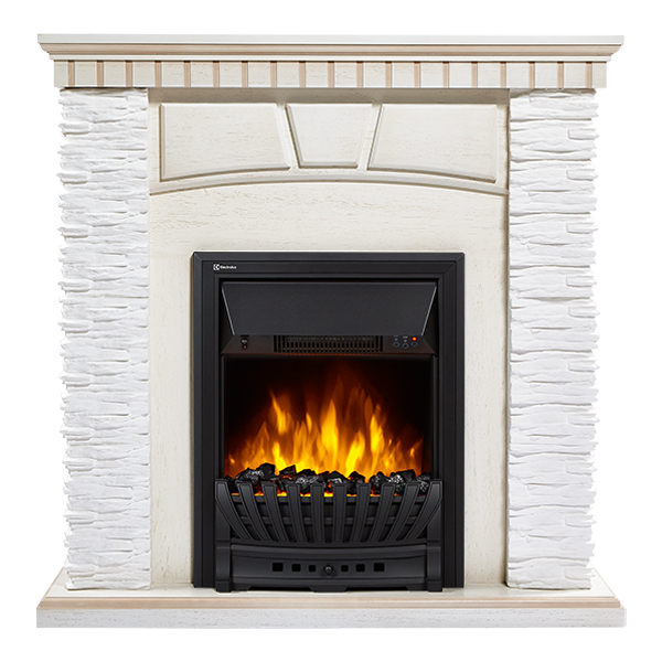 Электрокамин с классическим очагом 2D Electrolux EFP/P-1020LS с порталом Firelight Porto Classic белый/белёный дуб
