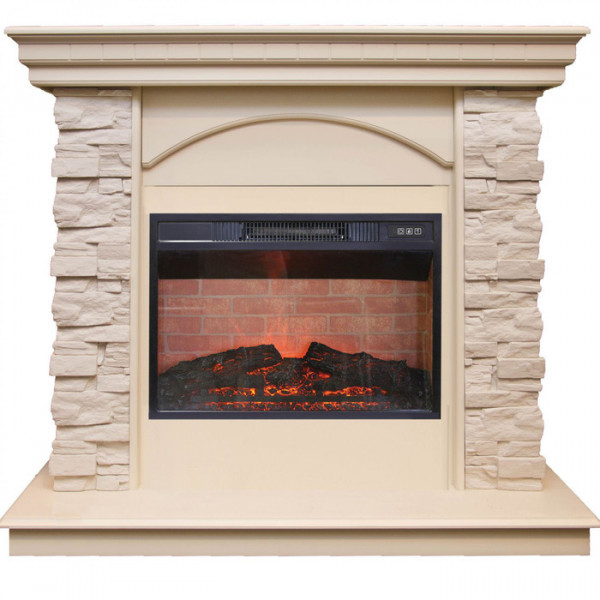 Электрокамин с широким очагом 2D Real-Flame Elford STD/EUG/25'5/HL/24 WT с очагом Irvine 24