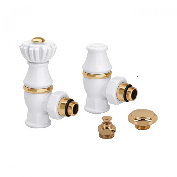 Комплект вентилей для радиаторов SR Rubinetterie Liberty 1/2х3/4 угловой белый RAL9010