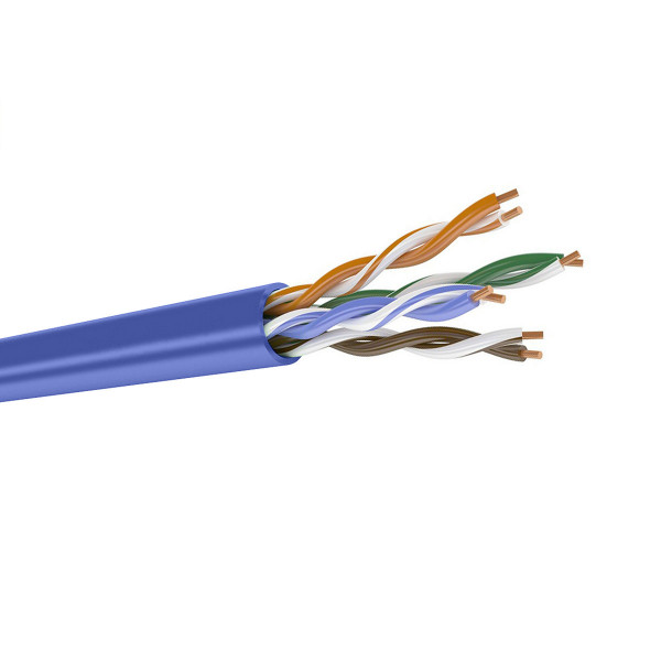 Кабель витая пара Datarex, U/UTP, 4 пар., кат. 5е, проводник Ø 0,51мм, AWG24, PVCLS нг(А)-LSLTx, 100МГц, 1м (коробка 305м), тип прокладки: внутри зданий, цвет: синий
